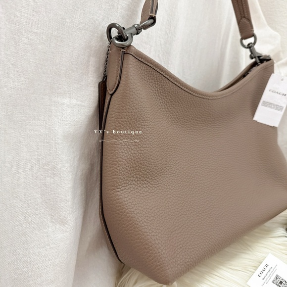 NWT Coach Laurel Shoulder Bag Soft Pebble Leather Dark Stone Taupe Brown CR148 - Picture 8 of 13